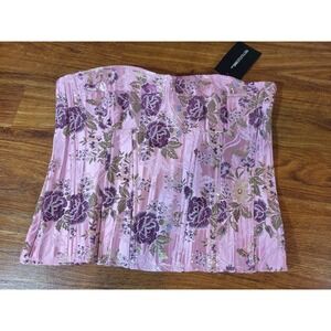 NWT Pink Floral Size 14 Zip Up Corset